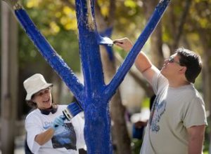 Volunteers-paint-The-Blue-Trees-Houston-Texas-Galveston-365-Things-Houston