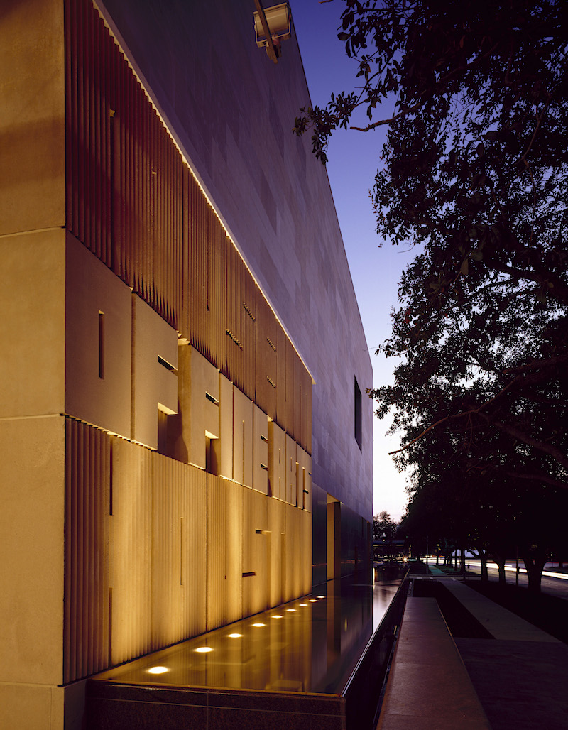 Museum of Fine Arts Houston Stone Sign at Dusk