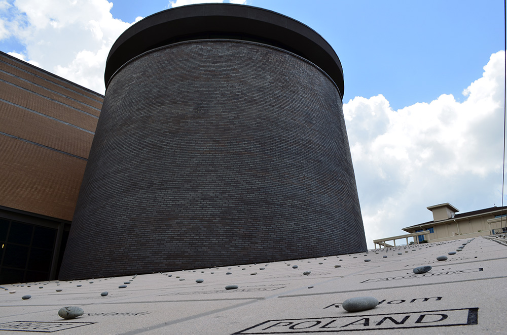 A destroyed communities memorial outside Holocaust Museum Houston