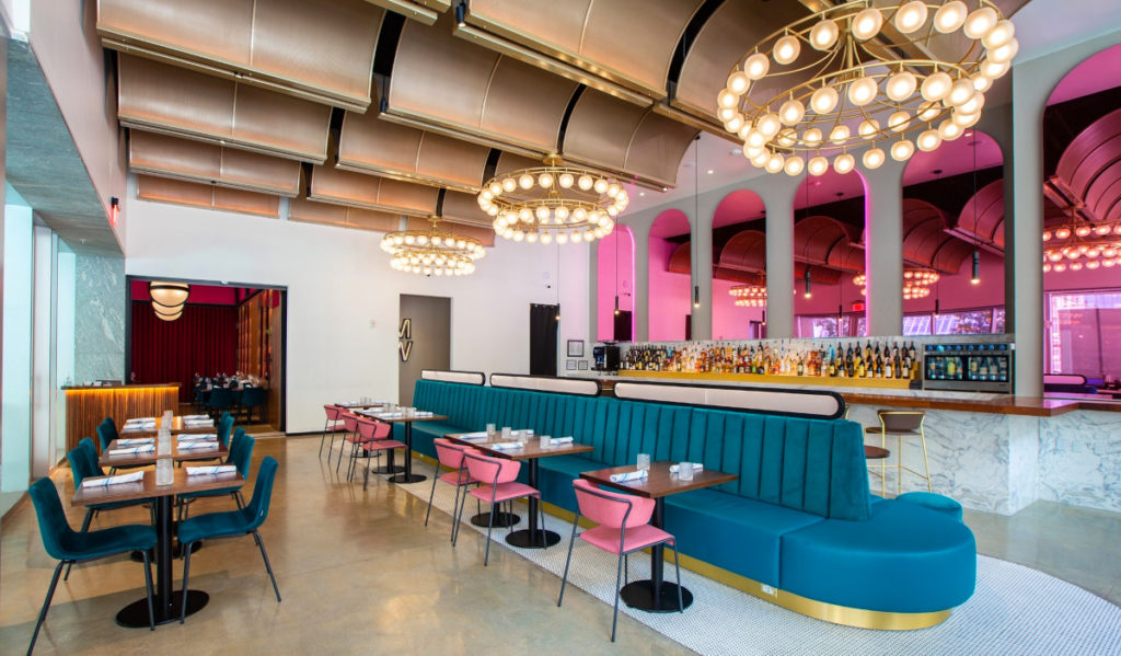 Common Bond's colorful bakery seating area