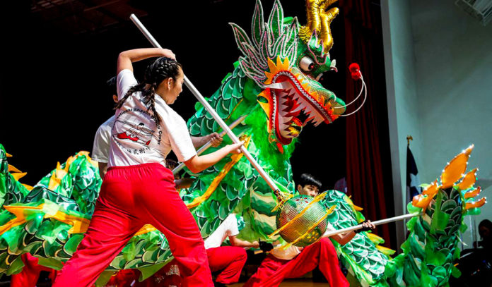 A traditional dragon dance for Lunar New Year