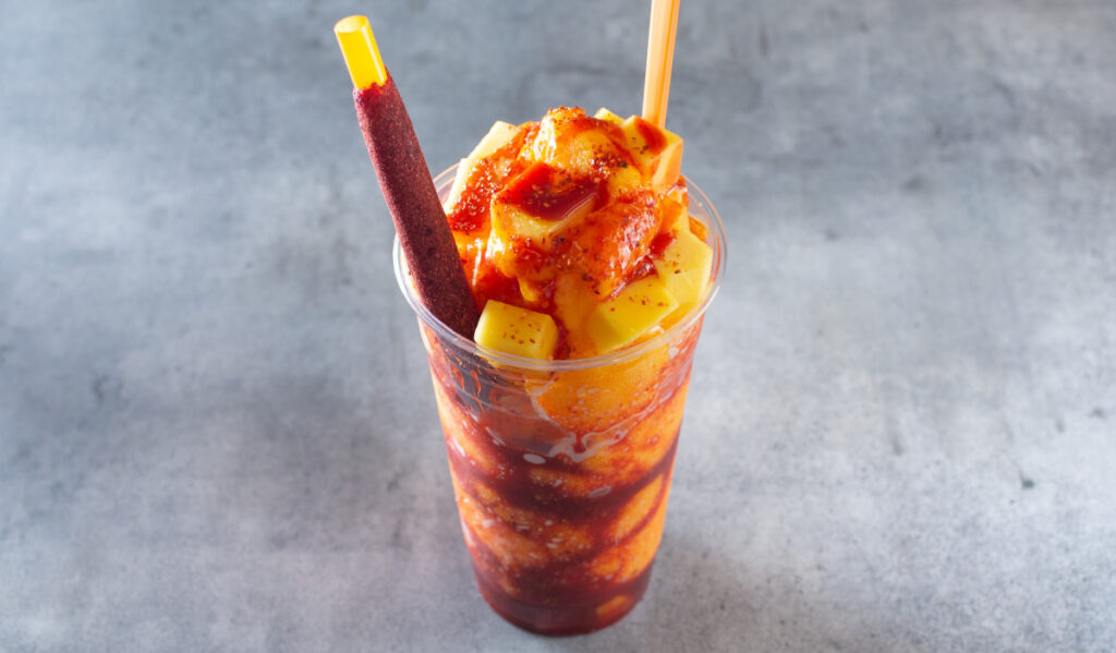 A view of a mangonada drink.