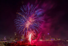 July 4th Fireworks, Concerts & Events in Greater Houston Fireworks exploding over the Downtown Houston skyline