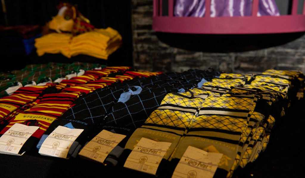 A table with Harry Potter-licensed socks