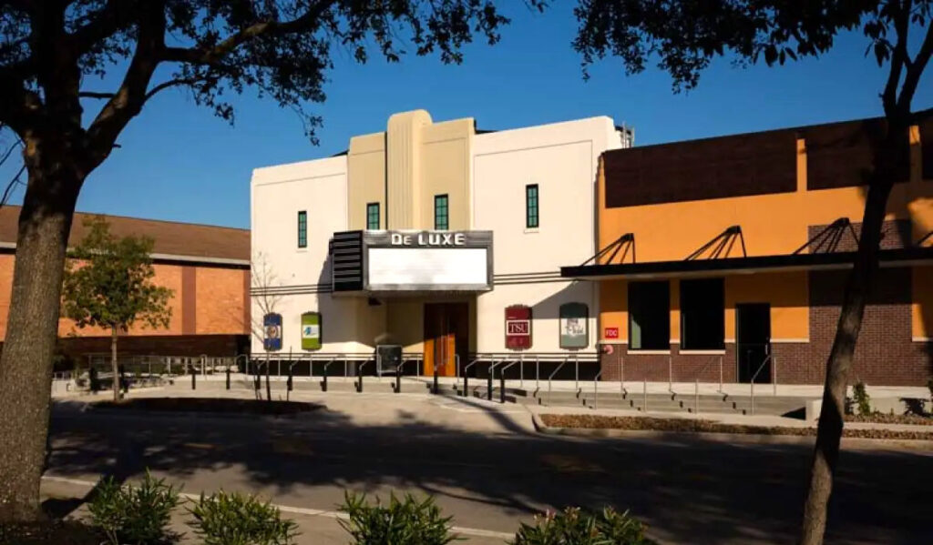 The exterior of The DeLuxe Theater in Fifth Ward