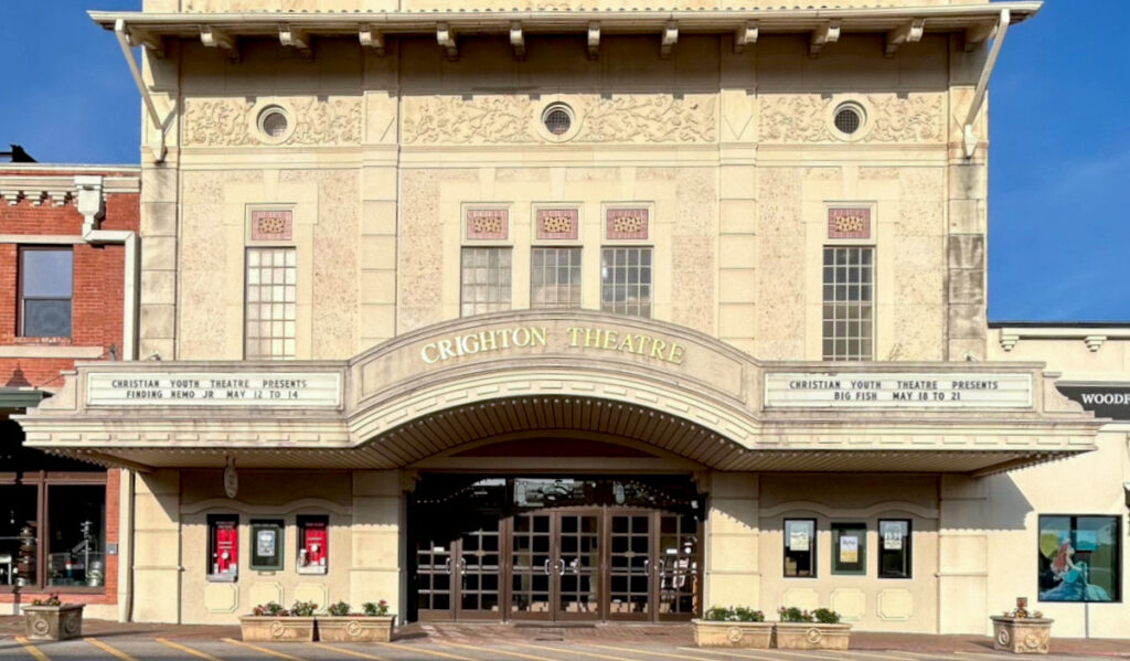 The exterior of Crighton Theatre in Conroe