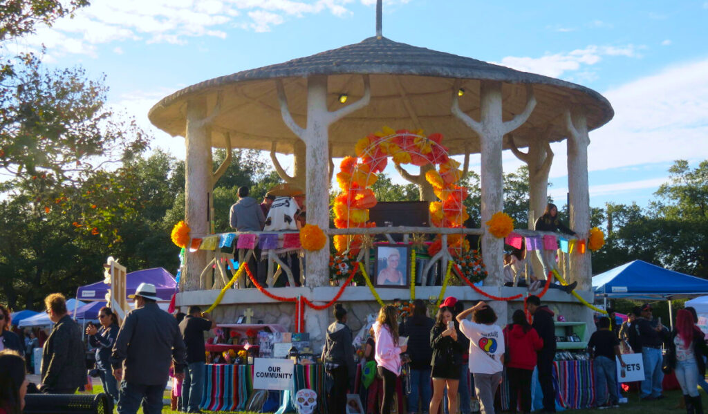 A community altar built around a gazebo