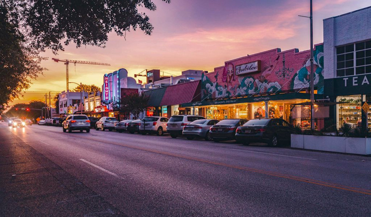 A view of 19th Street at sunset