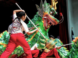 A traditional dragon dance for Lunar New Year