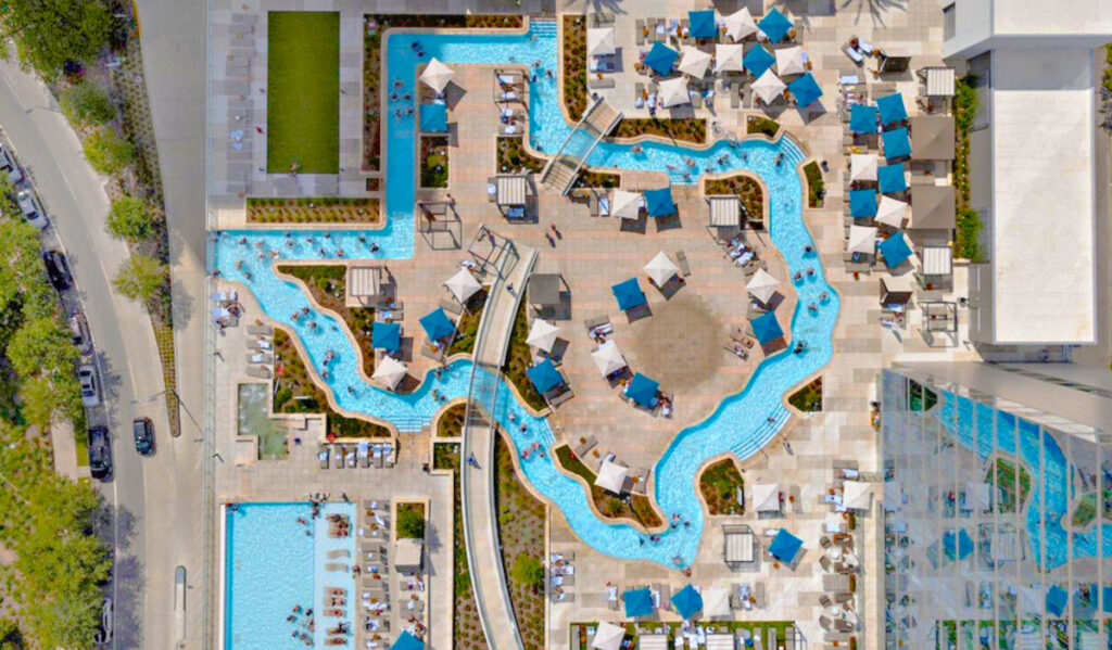 A Texas-shaped pool from above